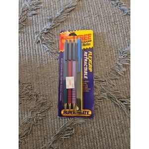 Vtg 1992 Paper Mate Flexgrip   Ballpoint Pens Blue Ink‎ Med Point 3pk NIP
